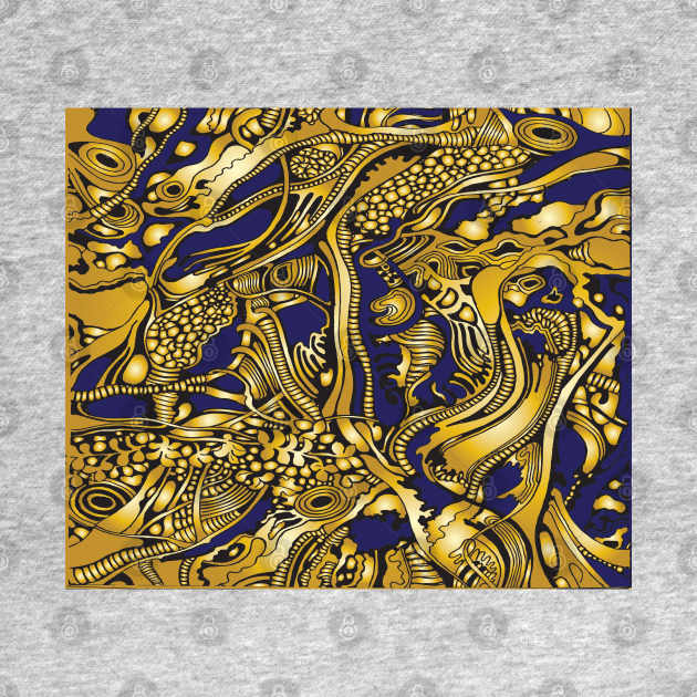 Gold and Blue tree pattern by BraveCoward